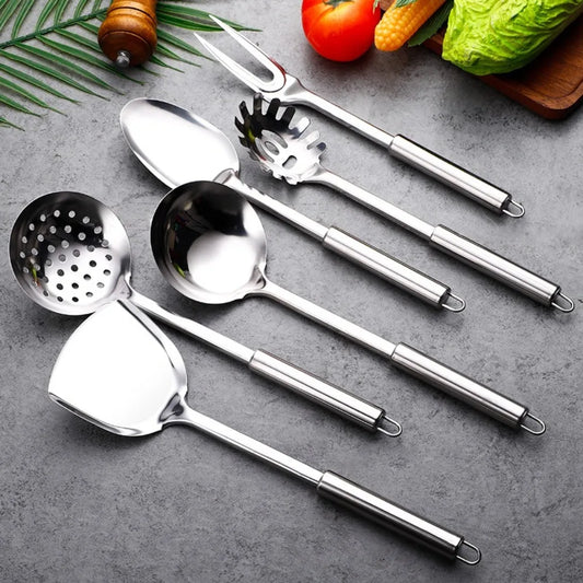 Durable Stainless Steel Wok Long Handle Kitchen Gadgets Kitchen Cooking Set Steak Shovel Cooking Tools