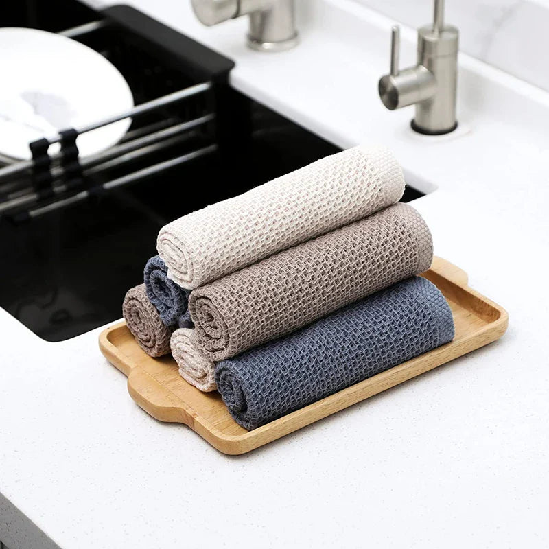 New 100% Cotton Dish cloth Ultra Soft Absorbent Kitchen Towel Household Cleaning Cloth Kitchen Tools Gadgets Wash Cloth Dish Rag