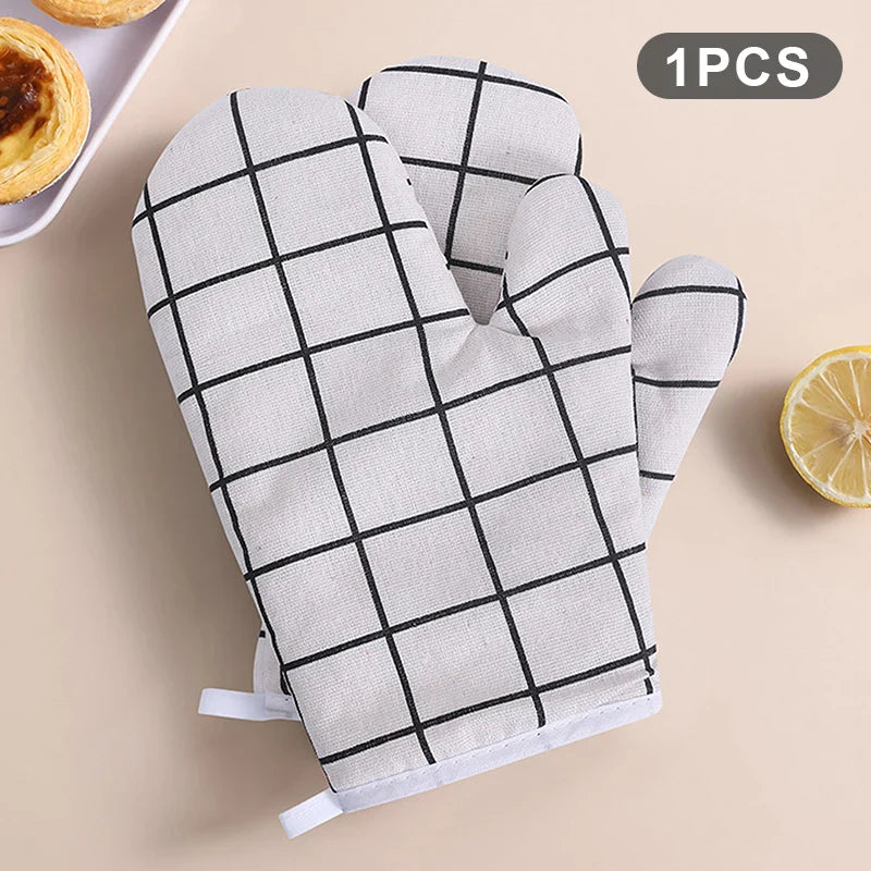 Oven Baking Gloves Oven Mitts Microwave Oven Gloves High-temperature Resistant Cotton Linen Gloves Kitchen Baking Tools Bakeware