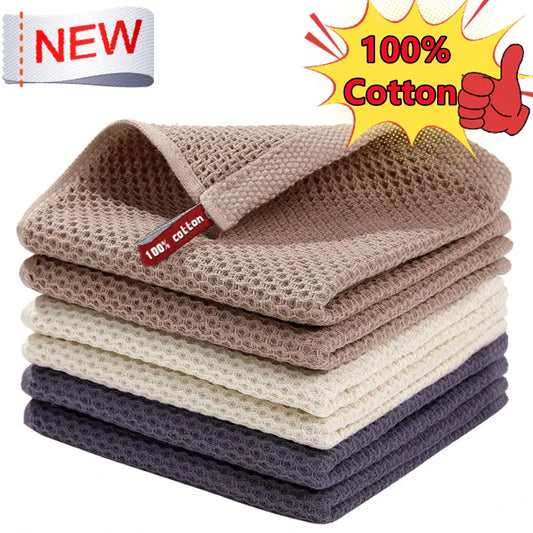 New 100% Cotton Dish cloth Ultra Soft Absorbent Kitchen Towel Household Cleaning Cloth Kitchen Tools Gadgets Wash Cloth Dish Rag