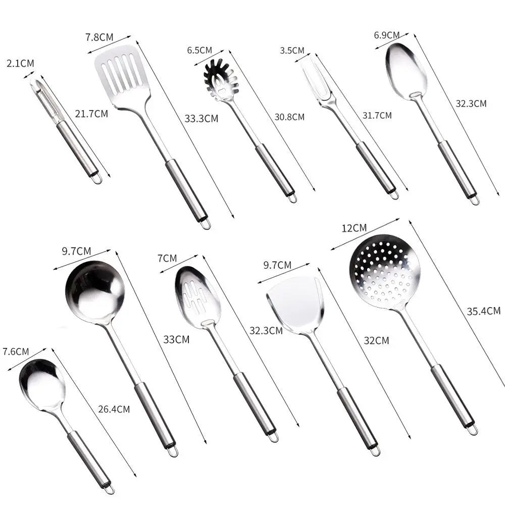 Durable Stainless Steel Wok Long Handle Kitchen Gadgets Kitchen Cooking Set Steak Shovel Cooking Tools