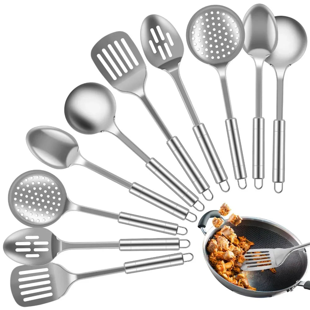 Durable Stainless Steel Wok Long Handle Kitchen Gadgets Kitchen Cooking Set Steak Shovel Cooking Tools