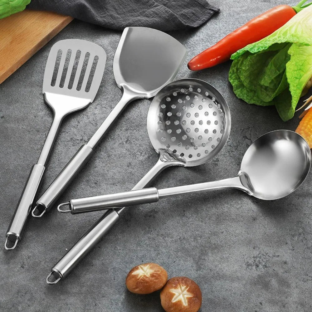 Durable Stainless Steel Wok Long Handle Kitchen Gadgets Kitchen Cooking Set Steak Shovel Cooking Tools