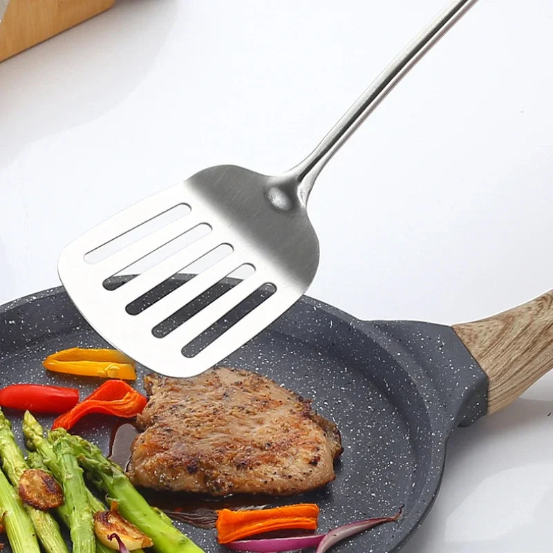Long Handle Cooking Shovel, Rice Spoon, Stainless Steel Cooker Set, Household R Tool, Frying Shovel, Kitchen Gadget