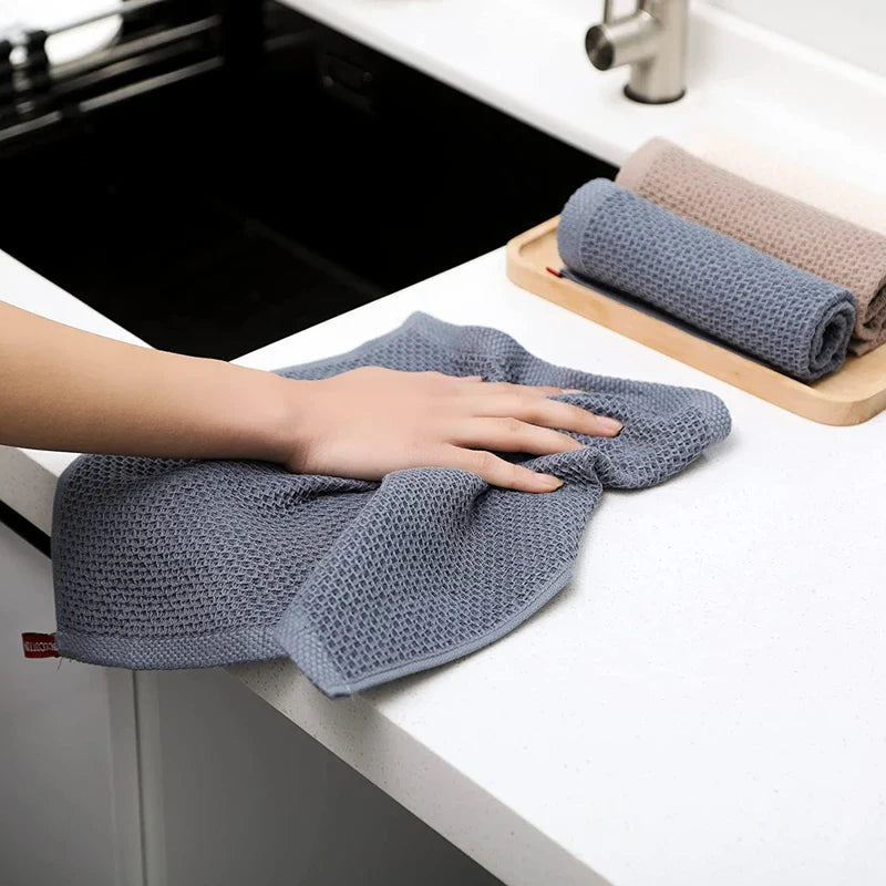 New 100% Cotton Dish cloth Ultra Soft Absorbent Kitchen Towel Household Cleaning Cloth Kitchen Tools Gadgets Wash Cloth Dish Rag